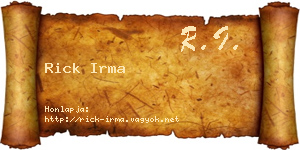 Rick Irma névjegykártya